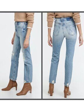 Mother Superior High Waisted Rider Skimp Jeans The Confession 28 Distressed